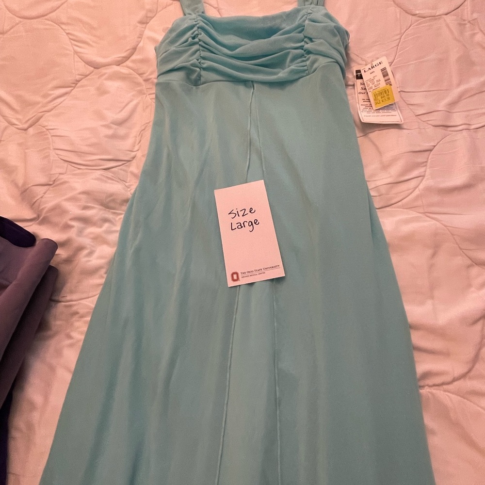 Light Aqua Ruched Bodice Maxi Dress